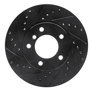 BMW 125i Brake Rotor (1) - Front Left - R1 Concepts - Drilled & Slotted - Black - `06-`13